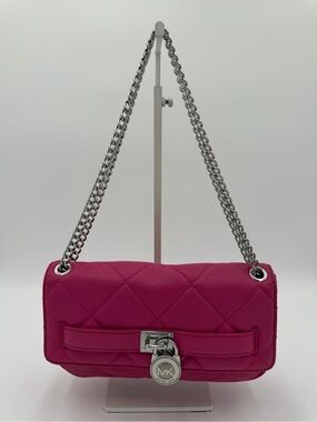 Michael Kors Hamilton Quilt Small Flap Leather Chain Bag Pink